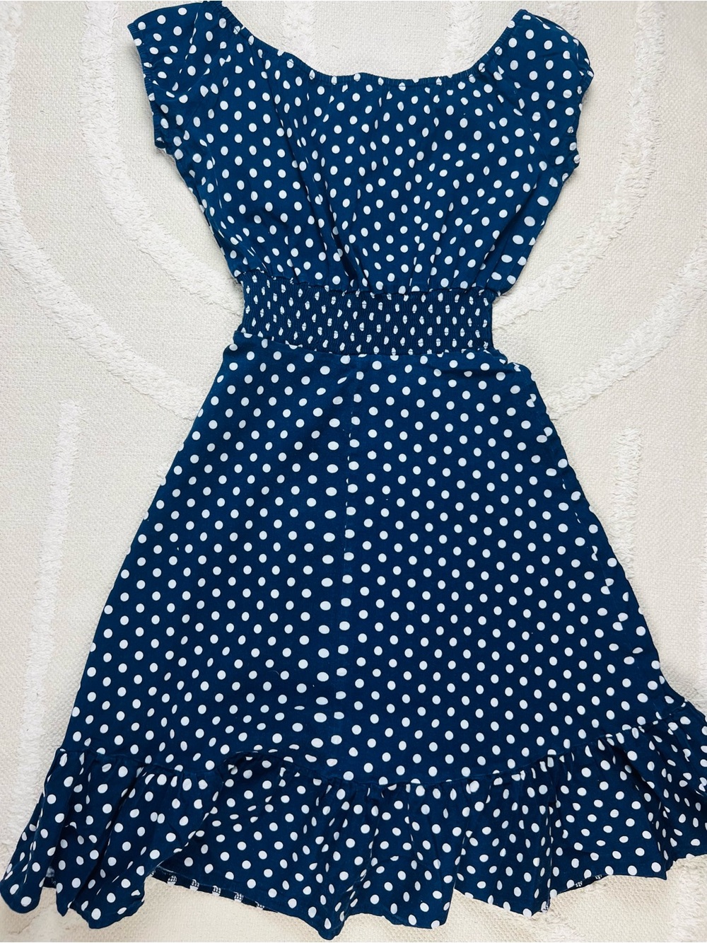 Polka Dot Navy and White Dress – M | Retro-Inspired - Picture 15 of 15